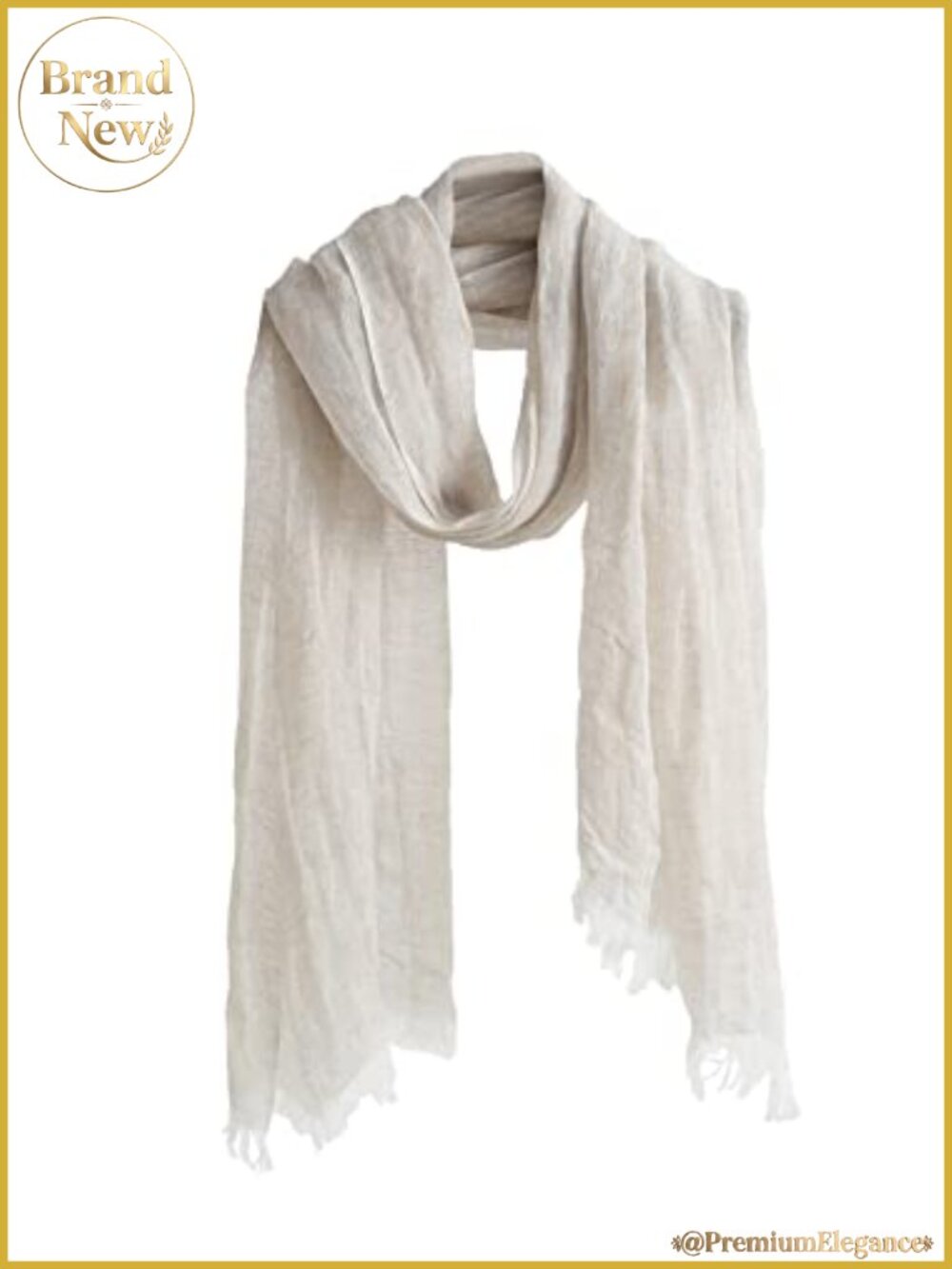 Lightweight Linen Scarf Shawl Wrap Thin Woven Fringe Beach Cover Up